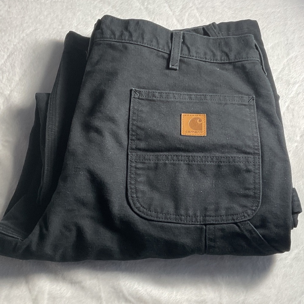 Carhartt Black Cargo Pants with Brown Logo Patch